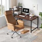 Fauteuil de bureau pivotant à haut dossier avec repose-pieds, ivoire/camel, 1 personne