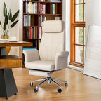 Fauteuil de bureau pivotant à haut dossier avec repose-pieds, ivoire/camel, 1 personne