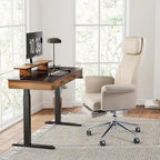 Fauteuil de bureau pivotant à haut dossier avec repose-pieds, ivoire/camel, 1 personne