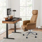 Fauteuil de bureau pivotant à haut dossier avec repose-pieds, ivoire/camel, 1 personne