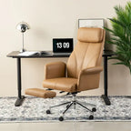 Fauteuil de bureau pivotant à haut dossier avec repose-pieds, ivoire/camel, 1 personne