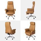 Fauteuil de bureau pivotant à haut dossier avec repose-pieds, ivoire/camel, 1 personne