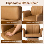 Fauteuil de bureau pivotant à haut dossier avec repose-pieds, ivoire/camel, 1 personne