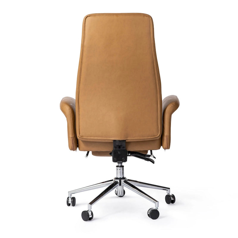 Fauteuil de bureau pivotant à haut dossier avec repose-pieds, ivoire/camel, 1 personne