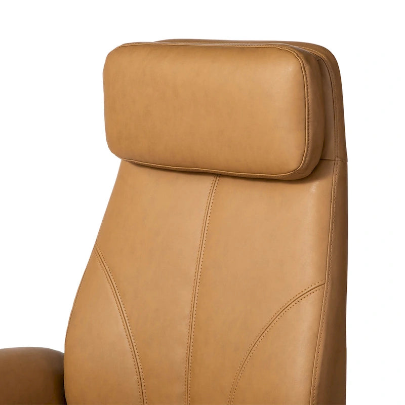Fauteuil de bureau pivotant à haut dossier avec repose-pieds, ivoire/camel, 1 personne