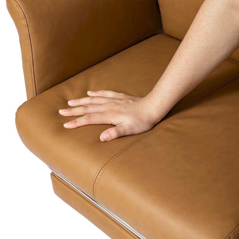Fauteuil de bureau pivotant à haut dossier avec repose-pieds, ivoire/camel, 1 personne