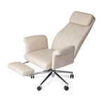 Fauteuil de bureau pivotant à haut dossier avec repose-pieds, ivoire/camel, 1 personne