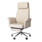 Fauteuil de bureau pivotant à haut dossier avec repose-pieds, ivoire/camel, 1 personne