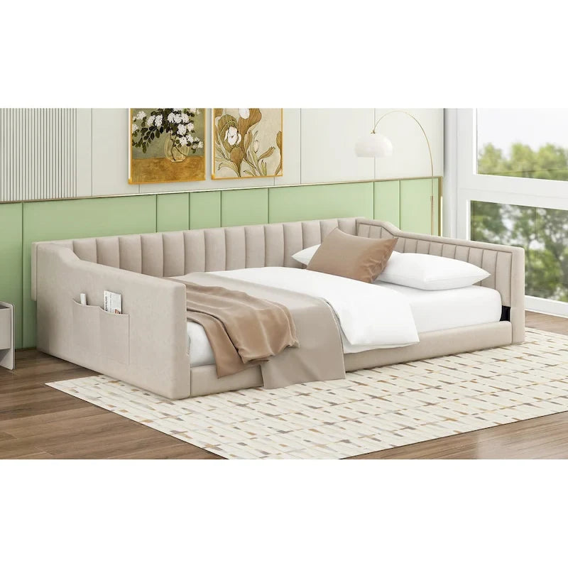 Lit de repos XL en velours avec rangement
