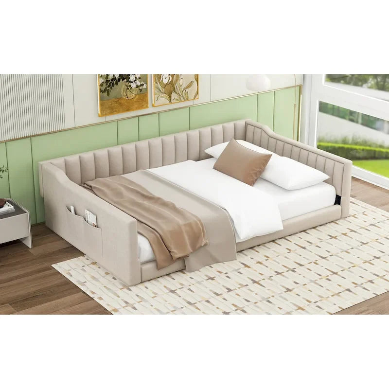 Lit de repos XL en velours avec rangement