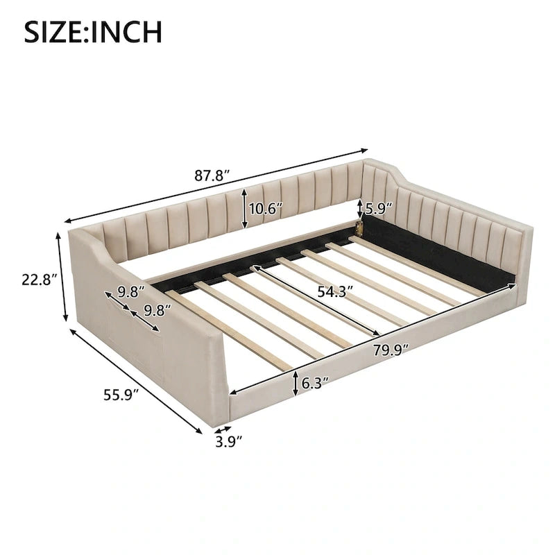 Lit de repos XL en velours avec rangement
