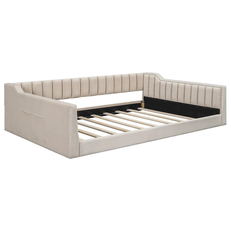 Lit de repos XL en velours avec rangement