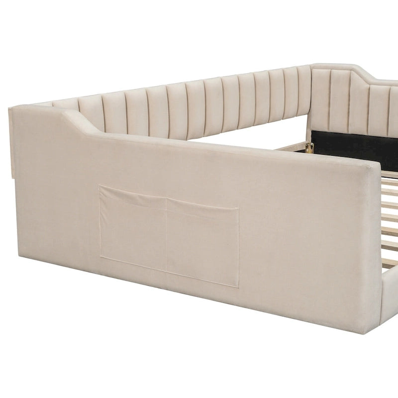 Lit de repos XL en velours avec rangement