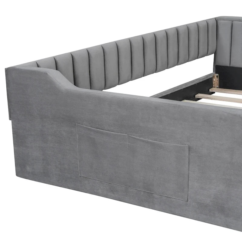 Lit de repos XL en velours avec rangement