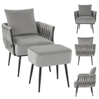 Ensemble fauteuil et ottoman Gymax Modern Dutch Velvet Accent Single Leisure