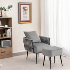 Ensemble fauteuil et ottoman Gymax Modern Dutch Velvet Accent Single Leisure