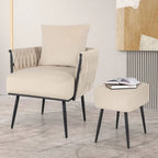Ensemble fauteuil et ottoman Gymax Modern Dutch Velvet Accent Single Leisure