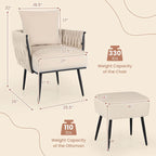 Ensemble fauteuil et ottoman Gymax Modern Dutch Velvet Accent Single Leisure
