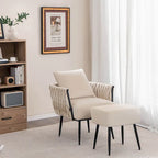 Ensemble fauteuil et ottoman Gymax Modern Dutch Velvet Accent Single Leisure