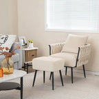 Ensemble fauteuil et ottoman Gymax Modern Dutch Velvet Accent Single Leisure