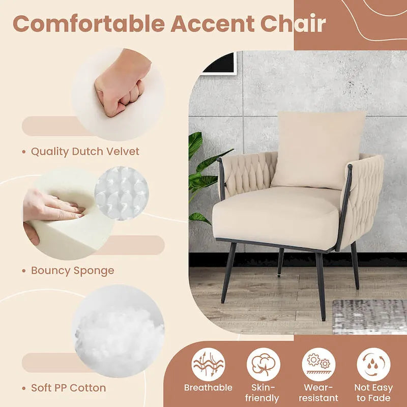 Ensemble fauteuil et ottoman Gymax Modern Dutch Velvet Accent Single Leisure