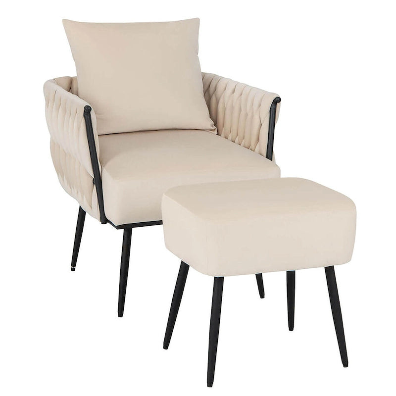 Ensemble fauteuil et ottoman Gymax Modern Dutch Velvet Accent Single Leisure