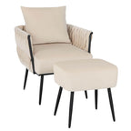 Ensemble fauteuil et ottoman Gymax Modern Dutch Velvet Accent Single Leisure