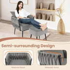 Ensemble fauteuil et ottoman Gymax Modern Dutch Velvet Accent Single Leisure