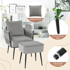 Ensemble fauteuil et ottoman Gymax Modern Dutch Velvet Accent Single Leisure