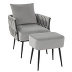 Ensemble fauteuil et ottoman Gymax Modern Dutch Velvet Accent Single Leisure