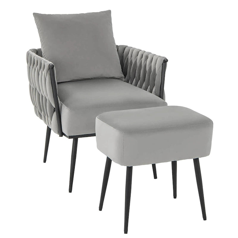 Ensemble fauteuil et ottoman Gymax Modern Dutch Velvet Accent Single Leisure