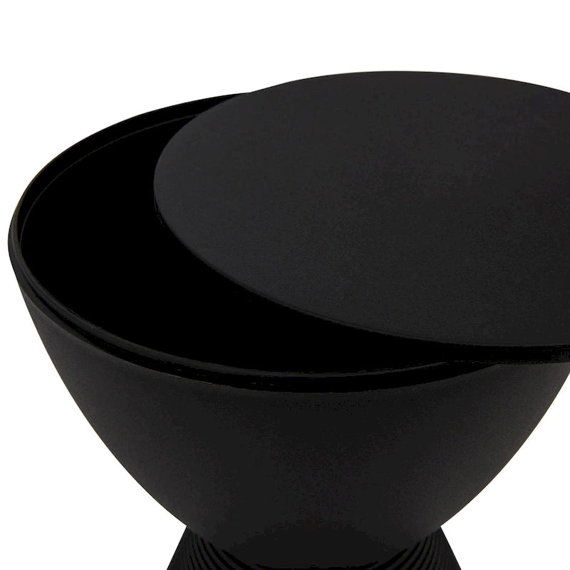 Table d'appoint ronde Boyd avec base côtelée et couvercle amovible pour salon et chambre à coucher