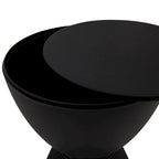 Table d'appoint ronde Boyd avec base côtelée et couvercle amovible pour salon et chambre à coucher