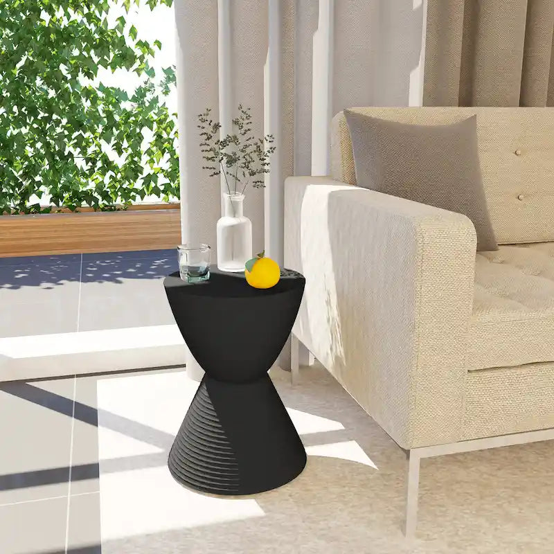 Table d'appoint ronde Boyd avec base côtelée et couvercle amovible pour salon et chambre à coucher