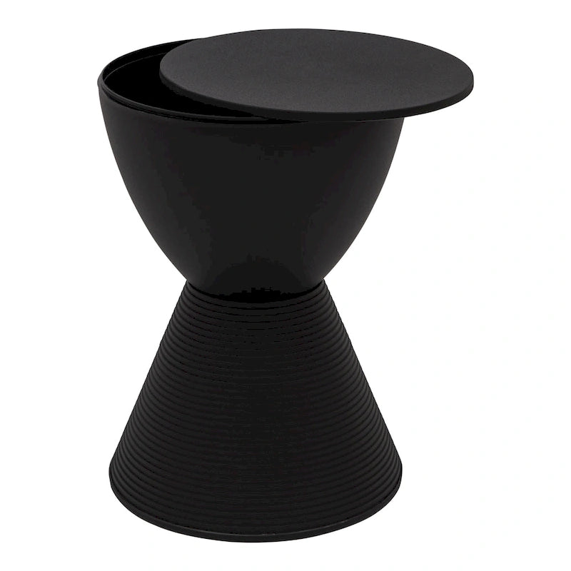Table d'appoint ronde Boyd avec base côtelée et couvercle amovible pour salon et chambre à coucher