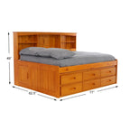 Lit de repos double en pin massif OS Home and Office Furniture avec six tiroirs, couleur miel chaud