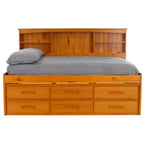 Lit de repos double en pin massif OS Home and Office Furniture avec six tiroirs, couleur miel chaud