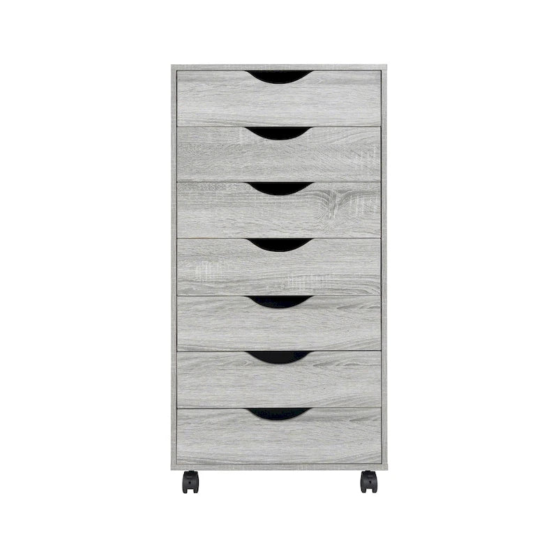 Meuble de rangement à tiroirs pour bureau 7 tiroirs, unité de classement mobile avec roulettes pivotantes, rangement d'artisanat pour la maison, le bureau