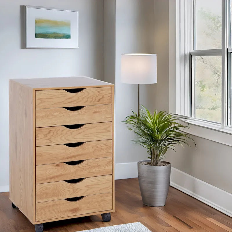 Meuble de rangement à tiroirs pour bureau 7 tiroirs, unité de classement mobile avec roulettes pivotantes, rangement d'artisanat pour la maison, le bureau