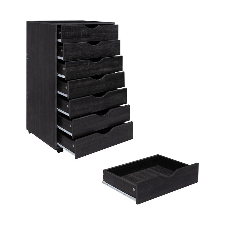 Meuble de rangement à tiroirs pour bureau 7 tiroirs, unité de classement mobile avec roulettes pivotantes, rangement d'artisanat pour la maison, le bureau