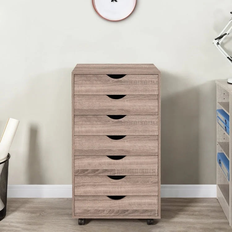 Meuble de rangement à tiroirs pour bureau 7 tiroirs, unité de classement mobile avec roulettes pivotantes, rangement d'artisanat pour la maison, le bureau