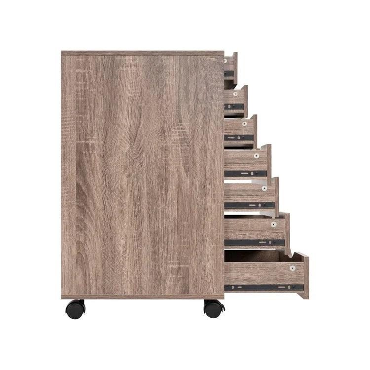Meuble de rangement à tiroirs pour bureau 7 tiroirs, unité de classement mobile avec roulettes pivotantes, rangement d'artisanat pour la maison, le bureau