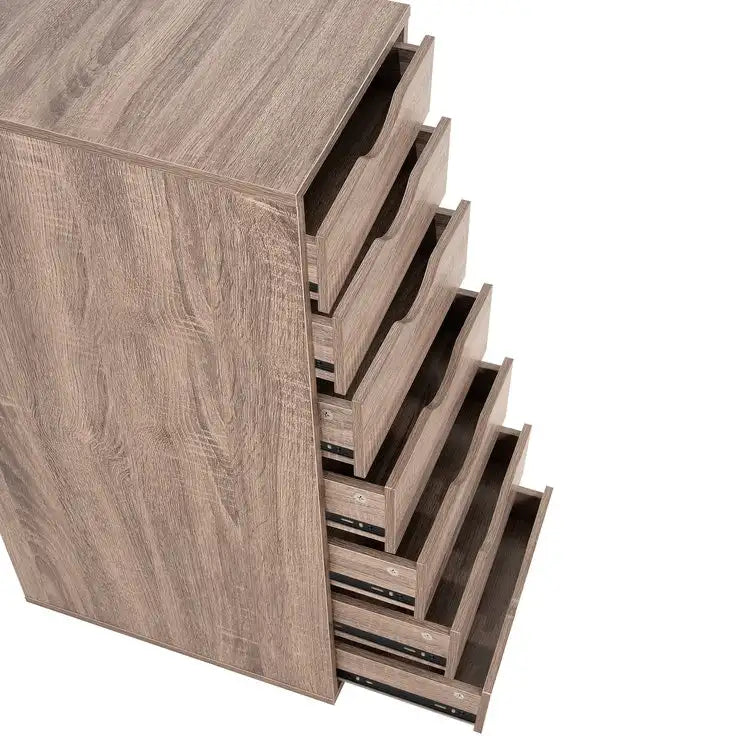 Meuble de rangement à tiroirs pour bureau 7 tiroirs, unité de classement mobile avec roulettes pivotantes, rangement d'artisanat pour la maison, le bureau