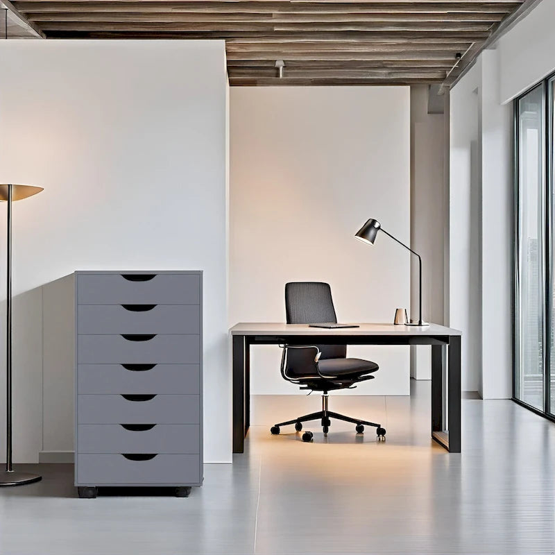Meuble de rangement à tiroirs pour bureau 7 tiroirs, unité de classement mobile avec roulettes pivotantes, rangement d'artisanat pour la maison, le bureau