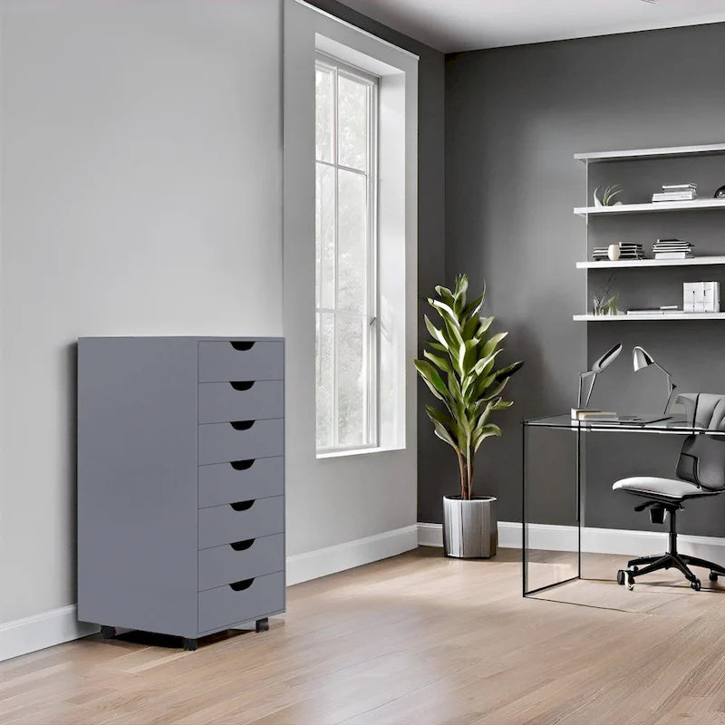 Meuble de rangement à tiroirs pour bureau 7 tiroirs, unité de classement mobile avec roulettes pivotantes, rangement d'artisanat pour la maison, le bureau