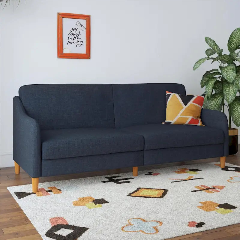 Canapé-lit futon convertible 2 places – Gris / Bleu marine / Vert / Gris clair