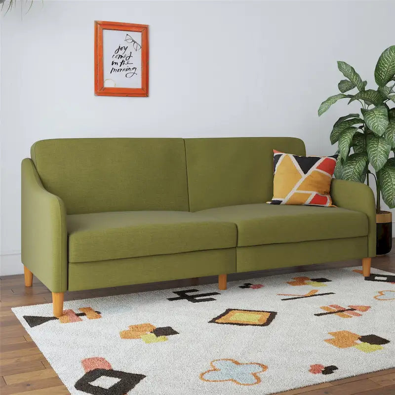 Canapé-lit futon convertible 2 places – Gris / Bleu marine / Vert / Gris clair