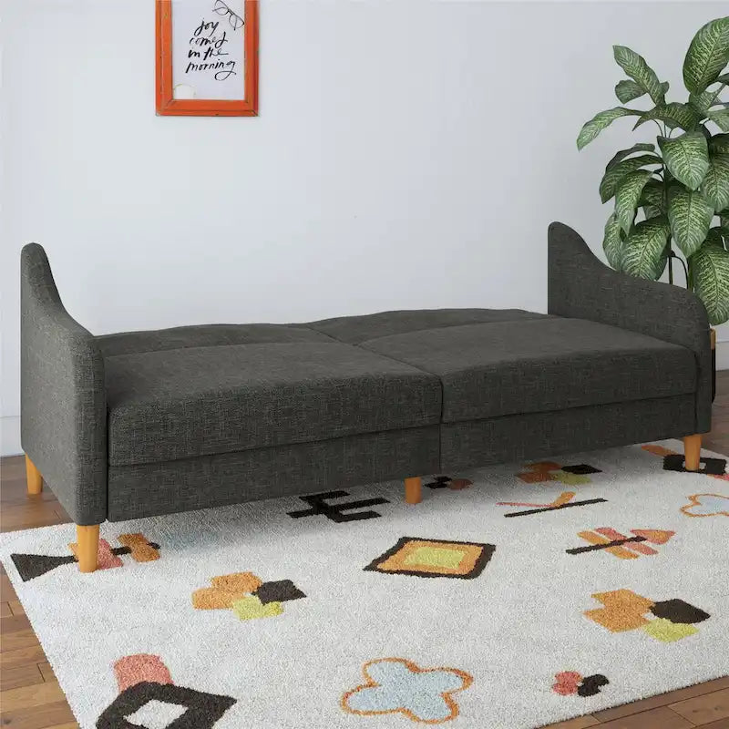 Canapé-lit futon convertible 2 places – Gris / Bleu marine / Vert / Gris clair