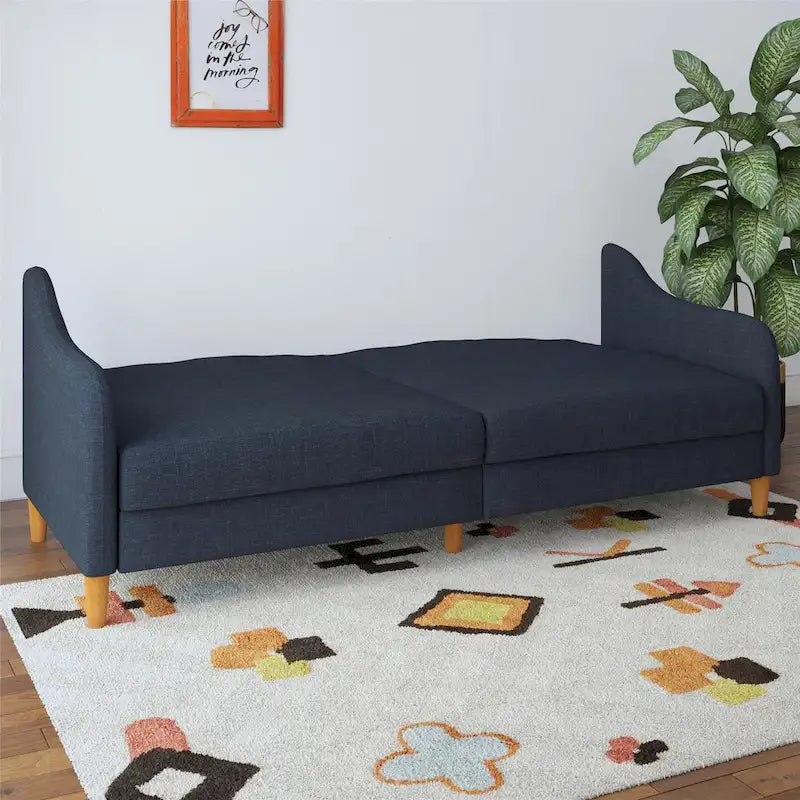 Canapé-lit futon convertible 2 places – Gris / Bleu marine / Vert / Gris clair