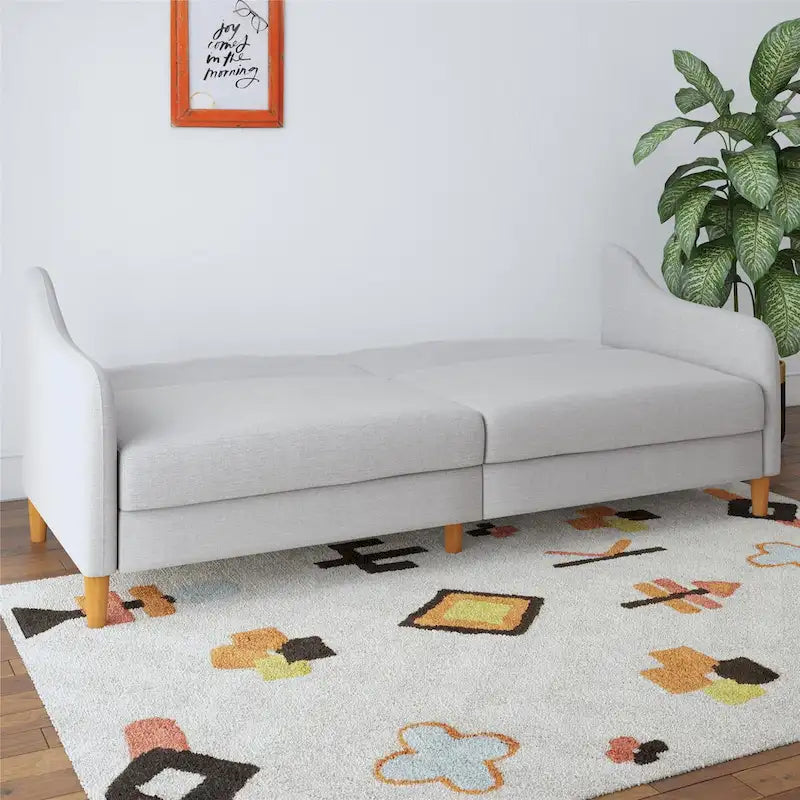 Canapé-lit futon convertible 2 places – Gris / Bleu marine / Vert / Gris clair